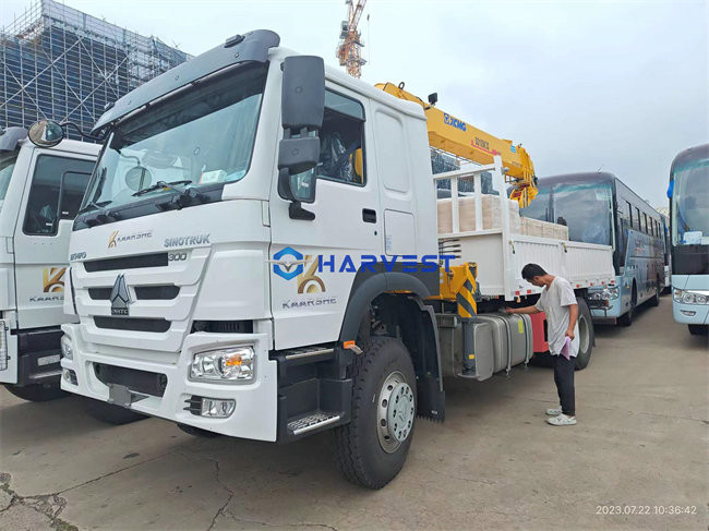 son şirket davası hakkında Sinotruk Howo 4x2 300hp 10 tonluk kamyon yükleyici vinci Cibuti'ye gönderildi
